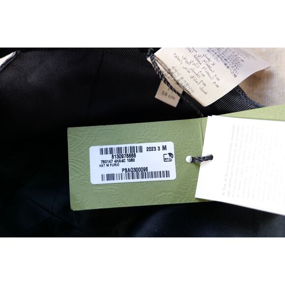 Gucci Black Leather-Trimmed Monogram Embossed Baseball Cap (Size M) RRP $950 - Picture 6 of 6